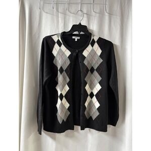Croft & Barrow Black and Gray Argyle Cardigan